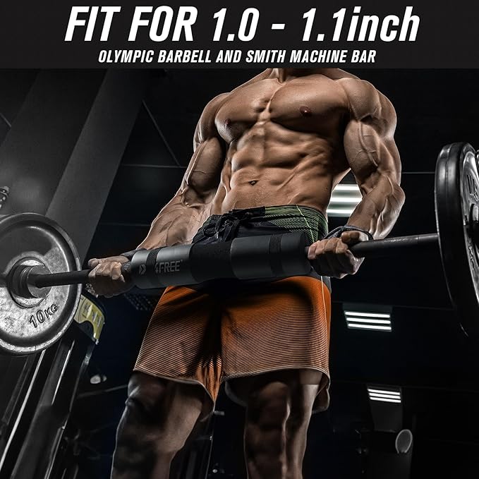 G4Free 9Pcs Barbell Pad Set for Squat, Hip Thrusts, Lunges, Leg day, Standard Olympic Bars with 2 Gym Ankle Safety Straps, 3 Hip Resistance Bands, 2 Lifting Strap, Barbell Pad, and Carry Bag