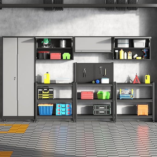 Metal Garage Wall Cabinet,Float Tool Cabinets with Up-Flip Door,Wall Mounted Metal Steel Cabinet for Garage/Home Office/RV/Ware House(13.8" H