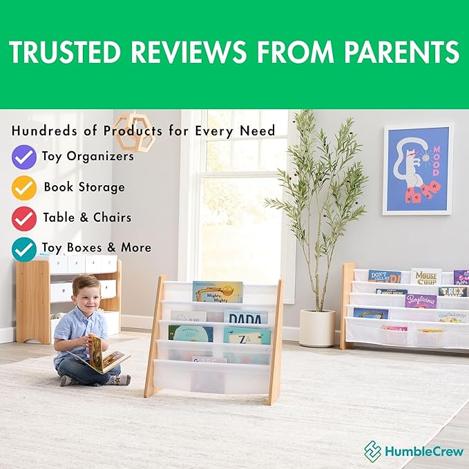 Humble Crew Toy Storage Organizer with Top Shelf and 9 Removable Bins, Natural/White – Toddler Bookshelf with Toy Organizer - Modern Toy Rack Ideal for Kids' Rooms, Playrooms, and Nurseries