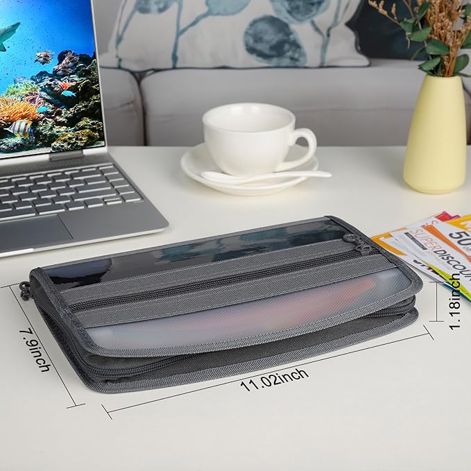 NAFY Small Accordian File Organizer, A5 Check Size 13 Pockets Coupon Receipt Holder Organizer with Zipper, 11X7 Inches Accordion Expanding Folder Wallet for Coupon, Receipt, Bills, Cash(Black)