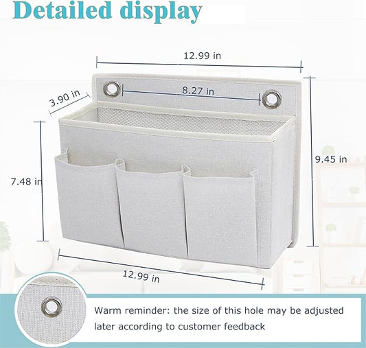Wall Hanging Organizer Bag/Hanging Baskets with Large Mesh Compartment & 3 Pockets,Over the Door Organizer Space Saving Storage for Bedroom,RV Camper, Closet (White- 1 Pack)