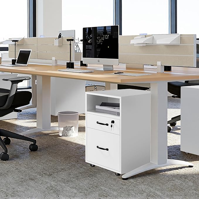 Yaheetech File Cabinet Vertical File Cabinets Mobile Letter Size File Storage Organizer Small Filing Cabinet Printer Stand for Home and Office White