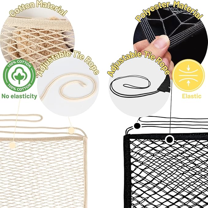Stuffed Animal Storage Net for Kids, 2 Pack Bedside Toy Organizer Net - Neatly Store Your Stuffed Animals, Elastic Bedside Stuffed Animal Storage Net with Tether, Stretches up to 32 Inches