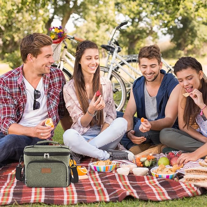 Lifewit Reusable Insulated Lunch Bag, Portable Cooler Freezable Soft Lunchbox Leakproof with Adjustable Shoulder Strap for Men Women Adult for Work Picnic or Travel, 9L 12 Can, Dark Green