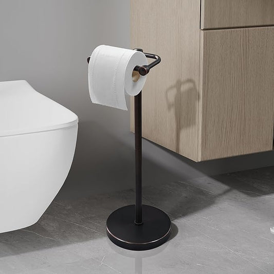 Toilet Paper Holder Stand, Post Pivoting Design Free Standing Toilet Paper Holder, SUS304 Stainless Steel Toilet Paper Roll Holder, Heavy Stable Base (Oil Rubbed Bronze)