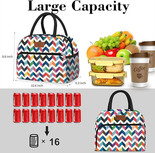Coobiiya Lunch Bag Lunch Box for Women Men, Reusable Cute Lunchbag - Leakproof, Adult Insulated Lunch Box Tote with Large Capacity, Cooler Container for Work, Travel, Office(Pattern)