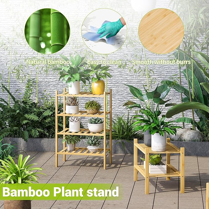BMOSU 4-Tier Bamboo Small Shoe Rack Premium Stackable Shoe Shelf Storage Organizer for Hallway Closet Living Room Entryway Organizer (Natural Bamboo)