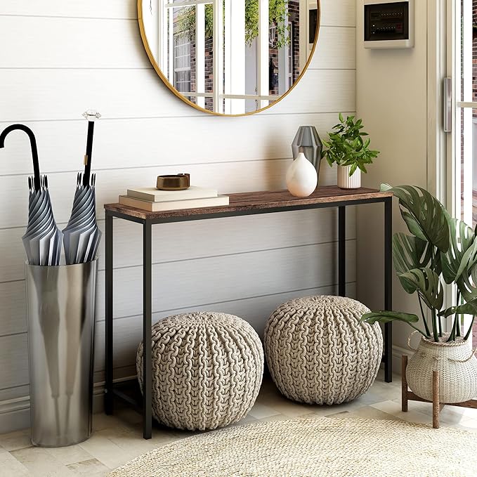 HOMERECOMMEND Console Table for Entryway Narrow Sofa Tables Entryway Table Rustic Narrow Entrance Front Door Console Table Accent Table for Living Room Corridor Hallway Rustic Brown