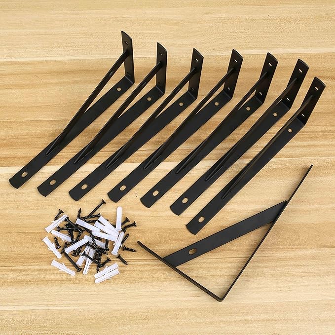 Heavy Duty Shelf Brackets - 8 Pcs Metal Wall Mount L Shaped Shelves Support Angle Brackets (7.87x4.72 inch)