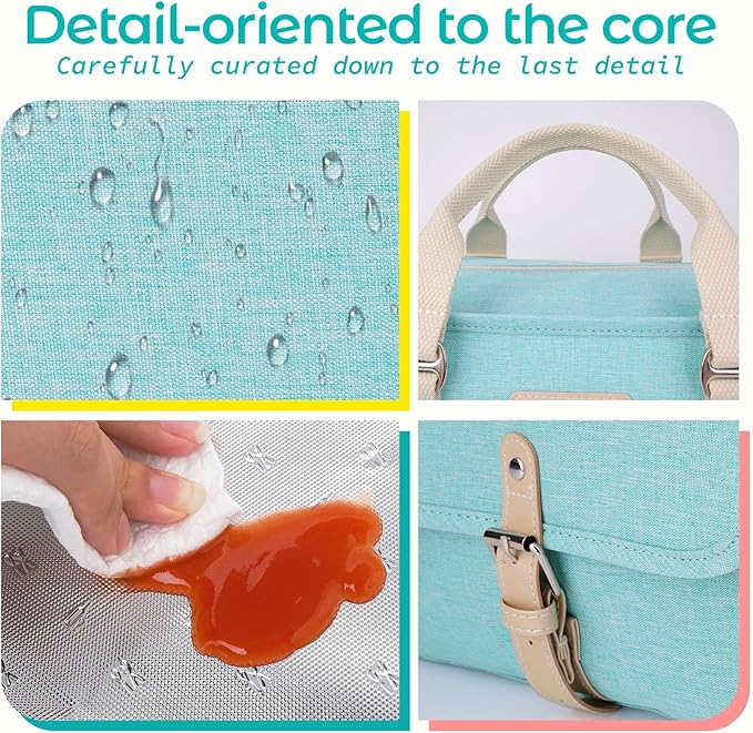 KIPBELIF Cute&Classy Roomy Insulated Lunch Bags for Women - Stylish & Functional Large Tote Adult Lunch Box for Working & Picnic(Standard,Fresh Green)