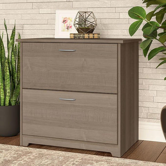 Bush Home Cabot 2 Drawer Lateral File Cabinet in Ash Gray, Home Office Chest for Letter, Legal, and A4-size Document Storage