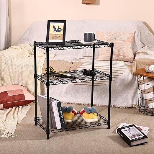 Elevon 3-Shelf Adjustable, Heavy Duty Storage Shelving Unit (350 lbs Loading Capacity per Shelf), Steel Organizer Wire Rack, Black (23.2" L x 13.4" W x 30.3" H)