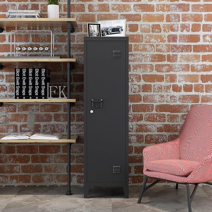 MIOCASA Metal Cabinet Home Office Storage Cabinets with Doors and Shelves Lockable File Cabinet Organizer Coat Lockers for Kids