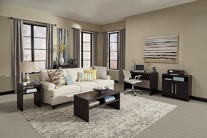 ClosetMaid Media Stand Entertainment Center with Cabinet Drawers, Open Shelves, 55 in. Wide, for Living Room, Den, Game Room, Black Walnut Finish