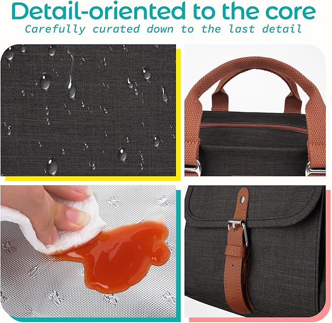 KIPBELIF Cute&Classy Roomy Insulated Lunch Bags for Women - Stylish & Functional Large Tote Adult Lunch Box for Working & Picnic(Standard,Classic Black)