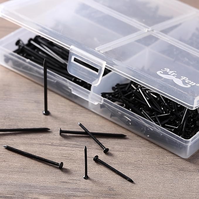 Mr. Pen- Nail Assortment Kit Bulk, 1200 Pcs, 4 Sizes, Black, Small Nails for Hanging Pictures, Finishing Nails, Wall Nails for Hanging, Pin Nails, Hardware Nails, Assorted Nails, Galvanized Nails