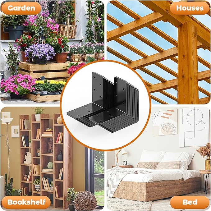 16 Pcs 3"x3" L Brackets Heavy Duty, Galvanized Corner Brace for Wood, Angle Iron with Recessed Holes, 90 Degree Angle Bracket for Floating Shelves, Wood Beams, Furniture, Bed