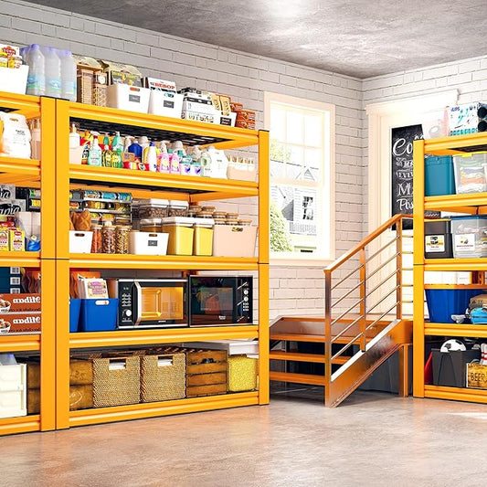 REIBII Garage Shelving Load 3200LBS, 5-Tier Storage Shelves, Adjustable Heavy Duty Metal Shelving Unit for Pantry, Basement, Warehouse, 72" H x 36" W x 16" D, 2PC