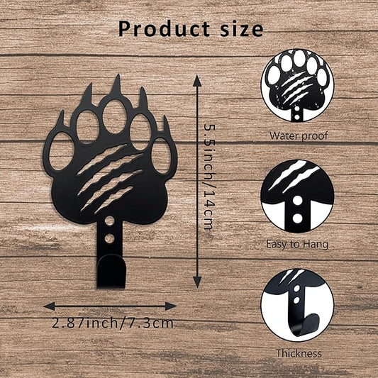 4Pcs Black Bear Decor Key Hook Cabin Decor Coat Hooks Wall Mounted Entryway Dog Leash Black Bear Decor Key Hook Key Holder for Wall Art Cabin Decorations Rustic Cearance
