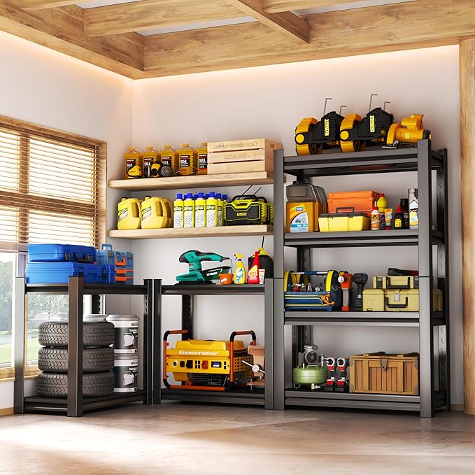 Kitchen Storage Shelves, 54''H*20''W Microwave Stand, Adjustable Metal Shelving, 1600LBS Bakers Rack, Black Kitchen Shelf, 4-Tier Shelving Unit for Bathroom, Pantry, Laundry, Closet, Garage