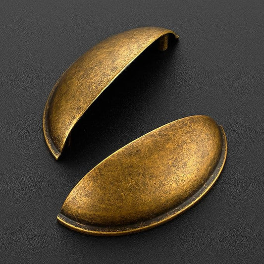 Ravinte 3 Pack 3" Drawer Pulls Antique Brass Cabinet Cup Pulls Kitchen Hardware Cabinet Handles Drawer Handles Knobs 3 inch Hole Center