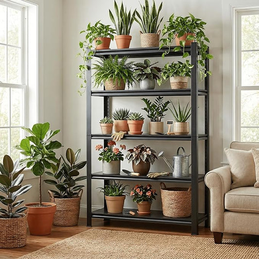 5-Tier Heavy Duty Storage Shelves with Lockable Casters - 3000LBS Capacity with No-Sag Aluminum Boards, Commercial Storage Rack for Garage, Warehouse, Kitchen, 72" Hx31.5 Wx17 D