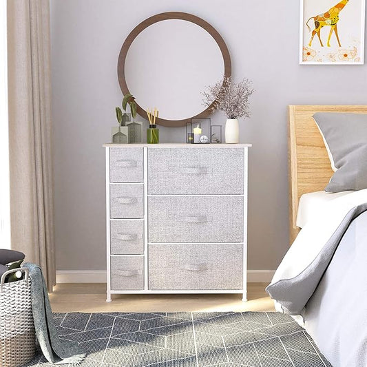 YITAHOME Dresser for Bedroom, 7 Drawers Fabric Dresser, Organizer Unit for Living Room, Hallway, Closets - Sturdy Steel Frame, Wooden Top & Easy Pull Fabric Bins