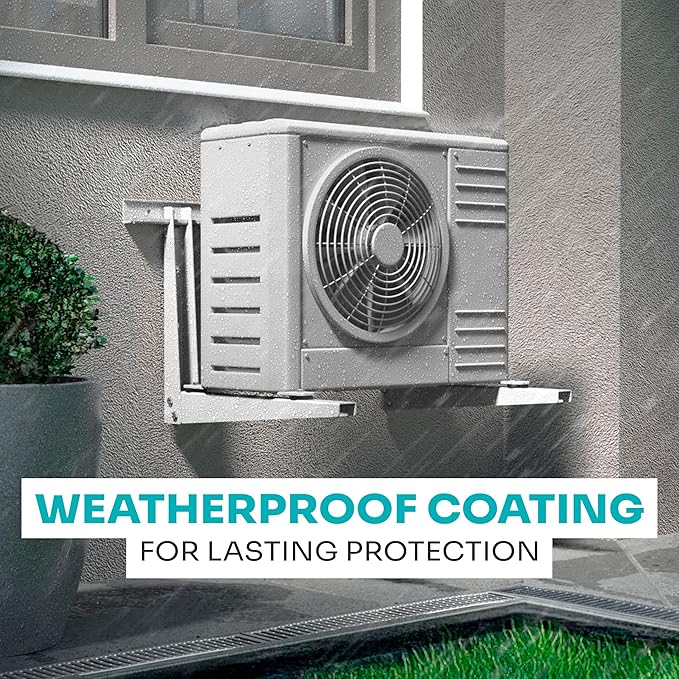Heavy-Duty Outdoor Mini Split Wall Mount Bracket 9000 - 36000 BTU | Weatherproof Mini Split Mounting Bracket | Includes Drill Bit & Anti-Vibration Pads | Max 450lb Capacity