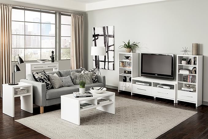ClosetMaid 1654 Rectangular Coffee Table with Storage Shelves, White