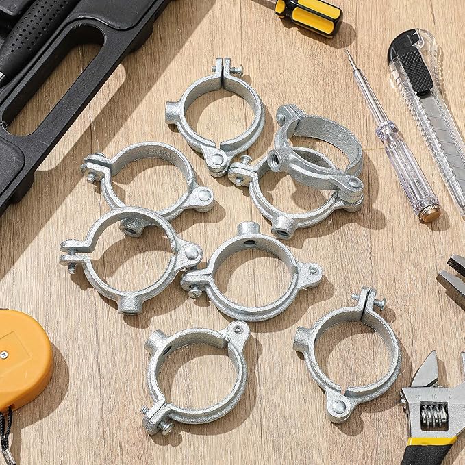 20 Pack 1-1/2" Split Ring Pipe Hanger for Thread Rod Galvanized Iron Mounting Bracket Support for Tubing Wall Ceiling Mount Combination Industrial Decor