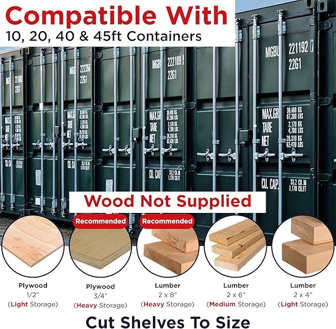 XL Heavy Duty Shipping Container Shelving, 4 Pack Shipping Container Accessories, Pre Welded Storage Container Shelves, Conex Compatible Shipping Container Brackets (24" Shelves (Pack 4))