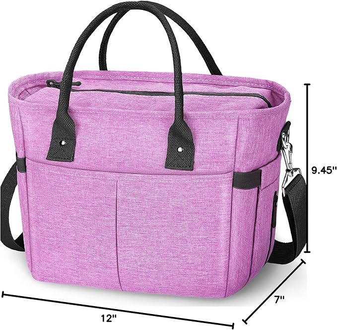 KIPBELIF Cute&Classy Roomy Insulated Lunch Bags for Women - Stylish & Functional Large Tote Adult Lunch Box for Working & Picnic(Extra Large,Purple)