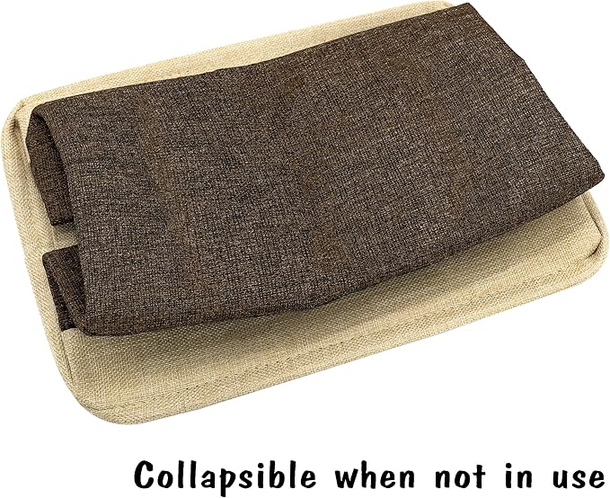 PET ARTIST Dog Toy Basket, Collapsible Dog Toy Bin Box with Comfortable Handles, Large Pet Toy Storage Organizer for Accessories, Toys, Coat & Clothing, Blanket & Leash, Brown, 15"x11"x9"