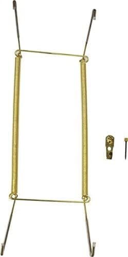 Rocky Mountain Goods Plate Hanger for Wall and Mounting Hardware - Fits Decorative Plates and platters - Heavy Duty Polished Brass - Vinyl Non Scratch Hooks - Includes Wall Mount kit (8" - 11")