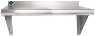 NSF Certified 18 Gauge Heavy Duty Stainless Steel Wall Shelf with Brackets for Kitchens, Utility Rooms, Storage, Offices & Home (16"x6")