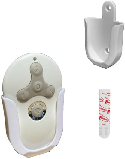 Wall Mount Bracket Fan Remote Holder for Hunter 99122, 99123, RAN003, K047402 and Similar Remote Control Transmitters - Easy Installation, Sleek White Design (Single Remote Holder)
