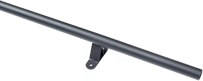 DIYHD 6.6FT Sliding Library Ladder Black Track Kit,Stand Up Tensible Rolling Hardware,Brake Bottom Wheels