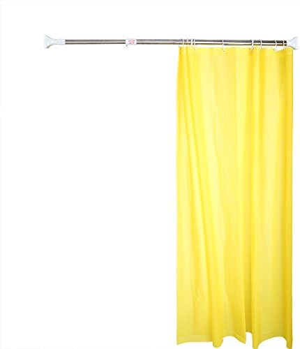 BAOYOUNI Expandable Shower Curtain Rod Straight Clothes Drying Rod Rail Adjustable Heavy Duty Closet Hanging Bar for Bathroom Wardrobe Kitchen Balcony (Ivory, 90-125 Inches)