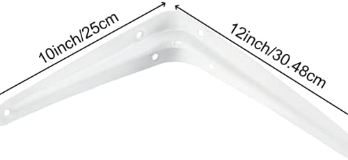 ZOENHOU 24 Pack 10 x 12 Inch White Shelf Brackets, Heavy Duty L Bracket Support with 144 Screws and 72 Expansion Tubes, Metal Wall Corner Angle Shelving Shelf Bracket for Wall Hanging Shelves