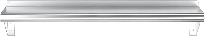 NSF Certified 18 Gauge Heavy Duty Stainless Steel Wall Shelf with Brackets for Kitchens, Utility Rooms, Storage, Offices & Home (36"x6")