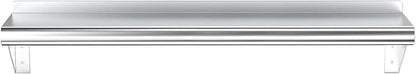 NSF Certified 18 Gauge Heavy Duty Stainless Steel Wall Shelf with Brackets for Kitchens, Utility Rooms, Storage, Offices & Home (36"x6")