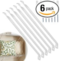 12 Inch Wire Shelf Support Brackets, 6 Pack Metal Closet Shelf Hardware with Anchors and Pins for Sturdy Installation, White Epoxy Coated Steel Shelving Support
