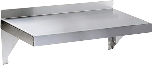 Stainless Steel Wall Shelf | Square Edge | Metal Shelving | Heavy Duty | Commercial Grade | Wall Mount | NSF Certified (8” Width x 16” Length)