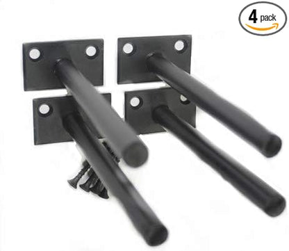 4 Pcs 5" Black Solid Steel Floating Shelf Bracket Blind Shelf Supports - Hidden Brackets for Floating Wood Shelves - Concealed Blind Shelf Support – Screws and Wall Plugs Included