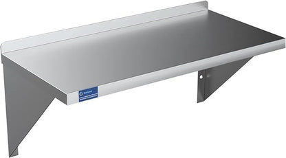 Stainless Steel Wall Shelf | Square Edge | Metal Shelving | Heavy Duty | Commercial Grade | Wall Mount | NSF Certified (14” Width x 24” Length)