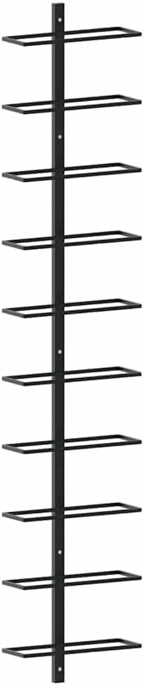 vidaXL Wall-Mounted Black Metal Wine Rack, Modern Stylish Design, Durable and Easy-to-Install, Holds Up to 10 Bottles - Ideal for Wine Lovers