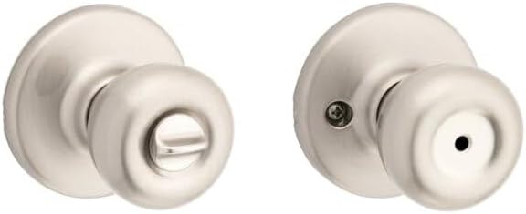 Kwikset Tylo Interior Privacy Door Knob with Lock, Door Handle For Bathroom and Bedroom, Satin Nickel Keyless Turn Lock Doorknob, with Microban Protection