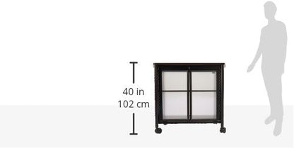 Safco 1859BL Impromptu Mobile Multi-Use Print Stand with Doors, Hide & Organize Supplies, Cherry Top, Black Frame, Weight 200 lbs. Capacity, Contemporary Design, Swivel Mobile Wheels