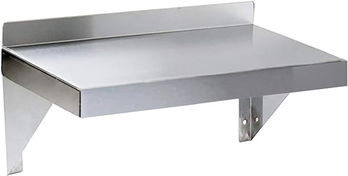 Stainless Steel Wall Shelf | Square Edge | Metal Shelving | Heavy Duty | Commercial Grade | Wall Mount | NSF Certified (6” Width x 16” Length)