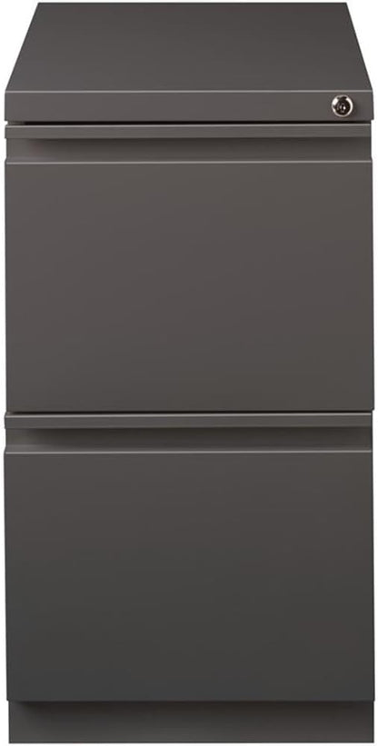 Pemberly Row 2-Drawer Metal Mobile Filing Cabinet, 27.75" H x 15" W x 19.88" D, Espresso Finish, Commercial Grade, Locking Letter File Drawers, Hidden Casters, Office Storage Solution